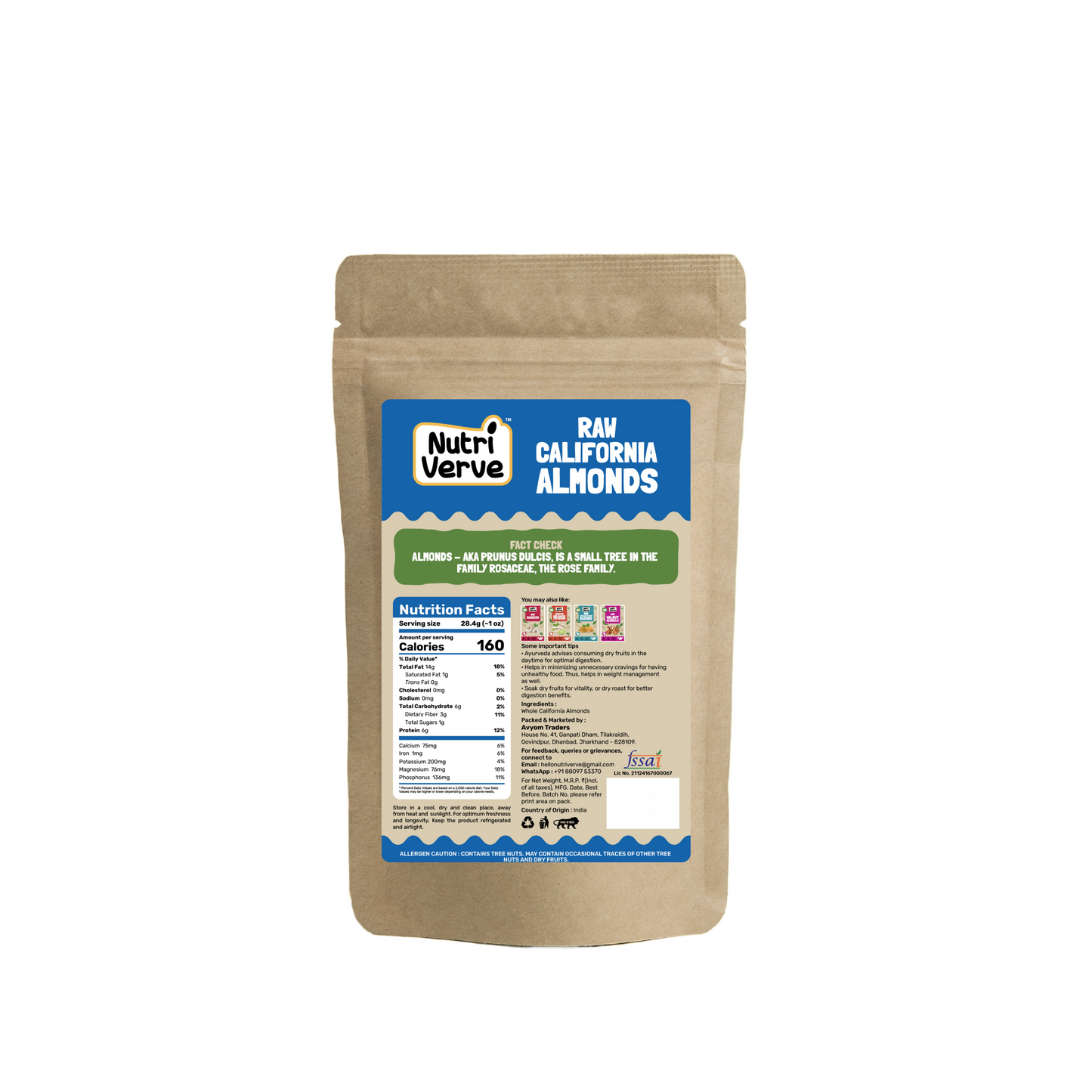 Nutri Verve Raw California Almonds