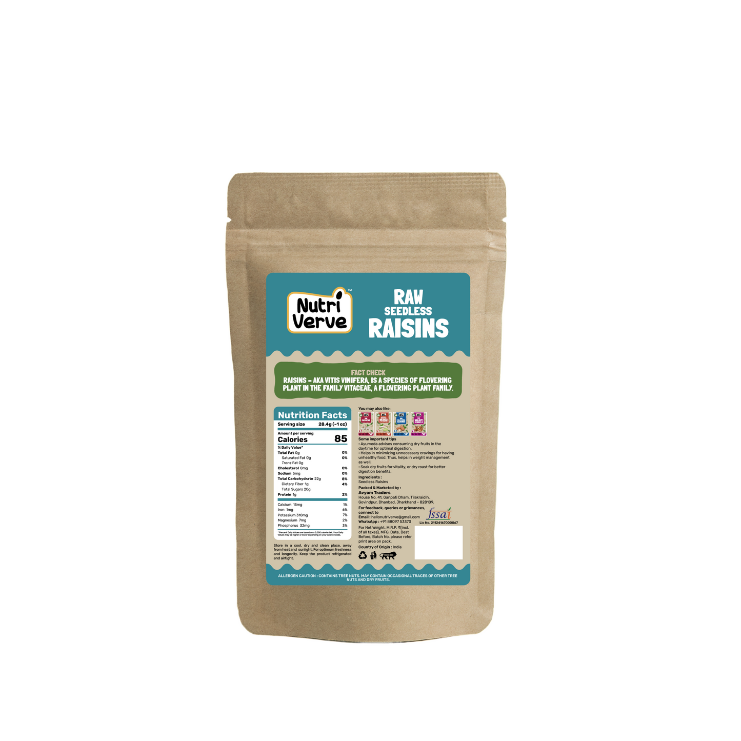 Nutri Verve Raw Seedless Raisins