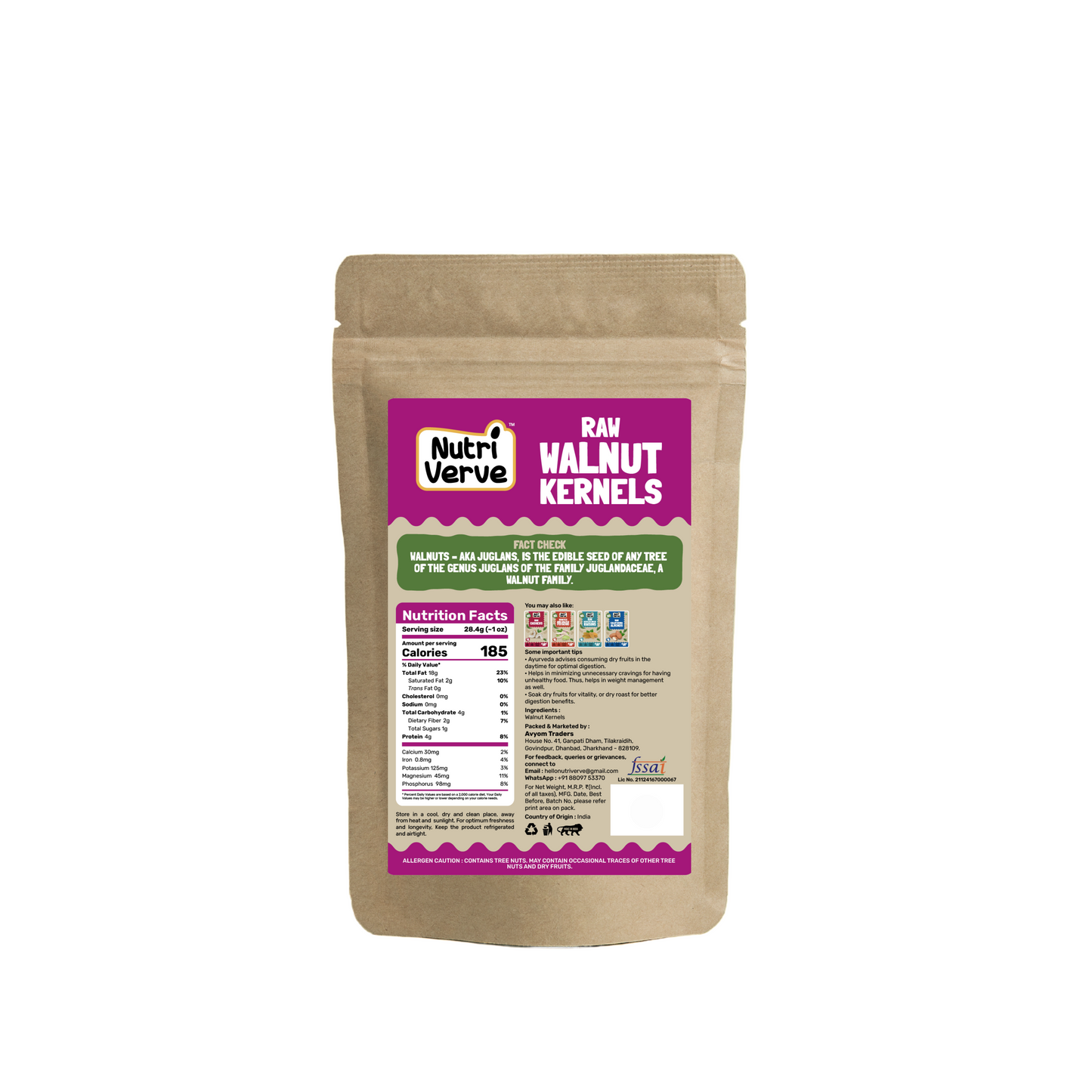 Nutri Verve Raw Walnut Kernels